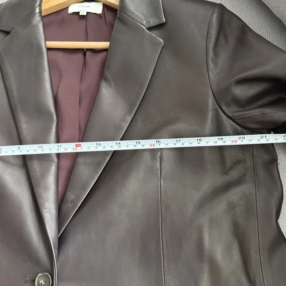 Vince Leather Shrunken Blazer Brown Size XL